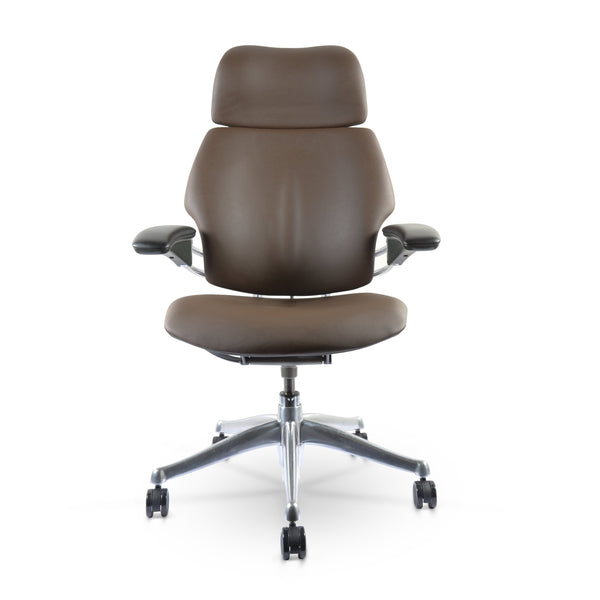 Freedom Chair with Headrest (Renewed) | Brown color & Crome base - chairorama