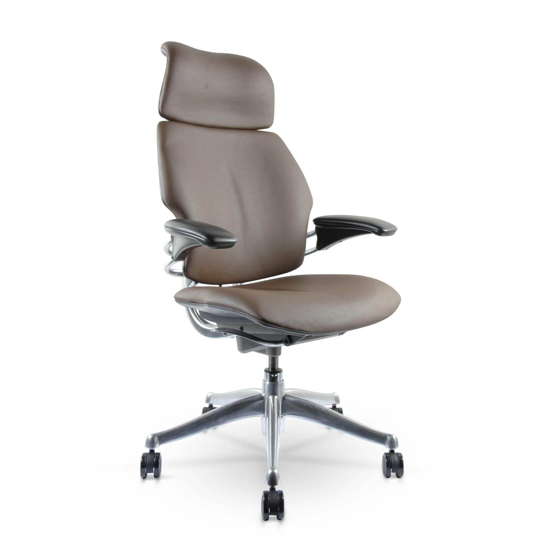 Freedom Chair with Headrest (Renewed) | Brown color & Crome base - chairorama